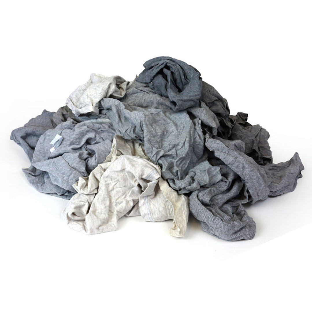 Recycled Gray T-shirt Knit Rag - 25 LB Bag