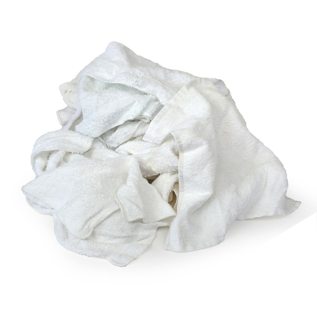 Recycled White Terry Washcloth - 25 LB Bag