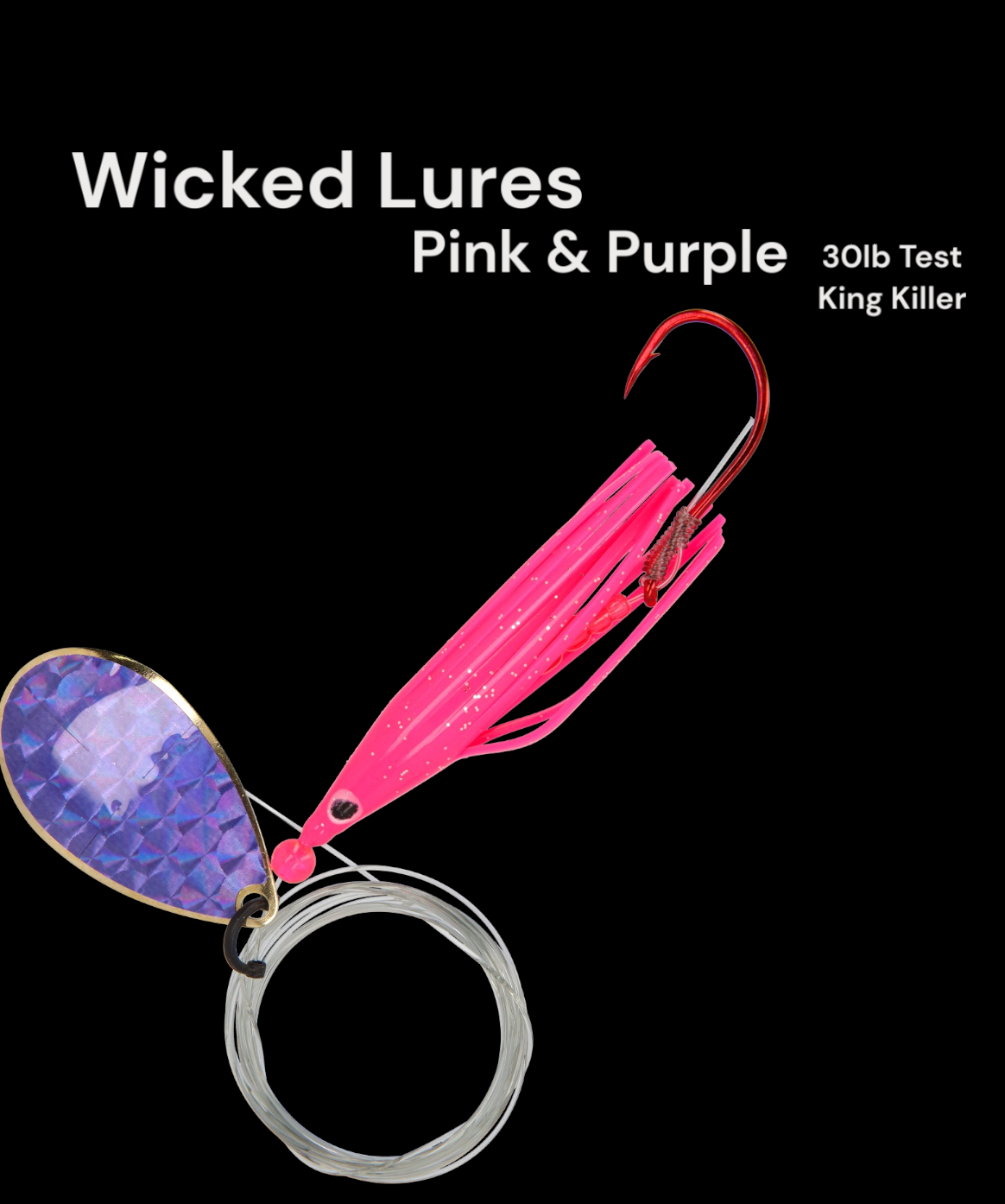 Wicked Lures King Killer Pink with Purple Spoon 2/0 Hooks