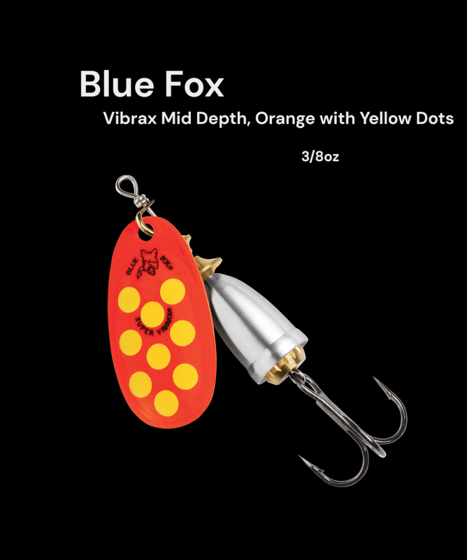 Blue Fox 3/8 Oz Orange with Yellow Dots UV Bright