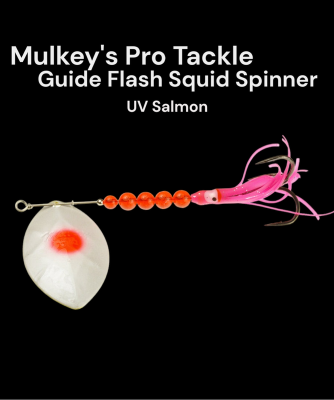 Mulkey&#39;s Guide Flash Squid Spinner UV Salmon