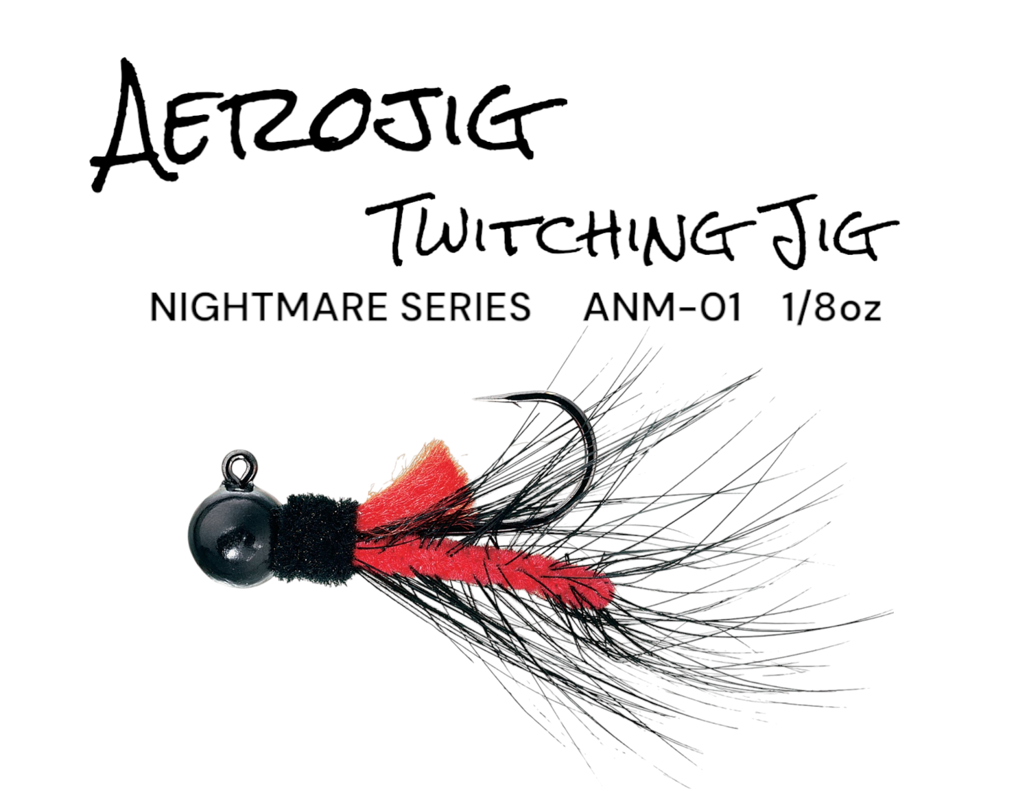 Aero Jig 1/8 Oz Nightmare Series Black/red With White Head
