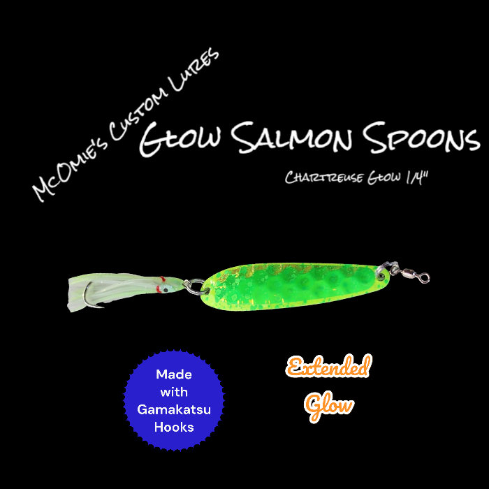 McOmies Custom Lures Hoochie Spoon 3 1/4&quot; Chartreuse Glow