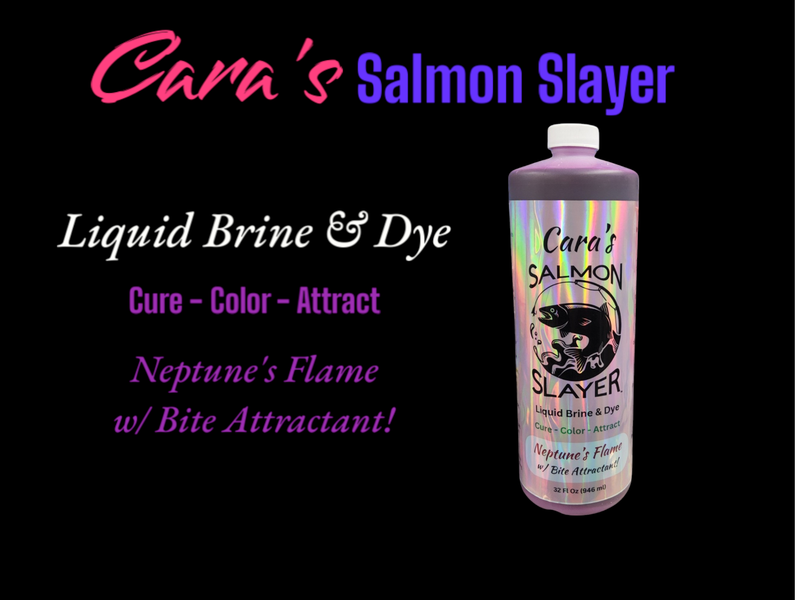 Cara&#39;s Salmon Slayer Liquid Brine &amp; Dye - Neptune&#39;s Flame (Red) 32z