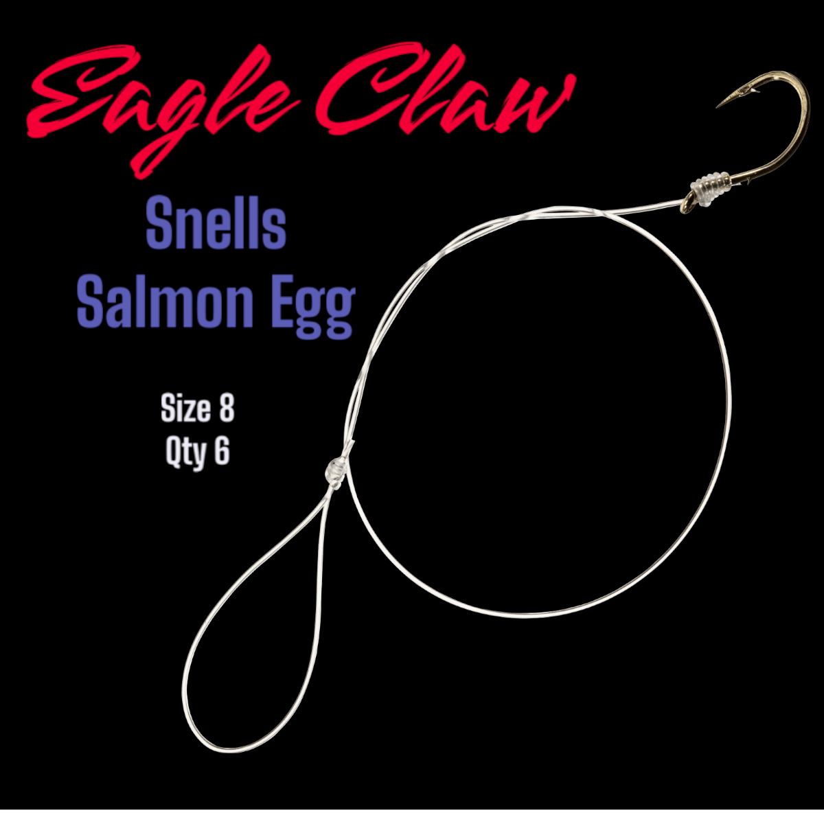 Eagle Claw 051H-6 Snelled Salmon Egg Hook
