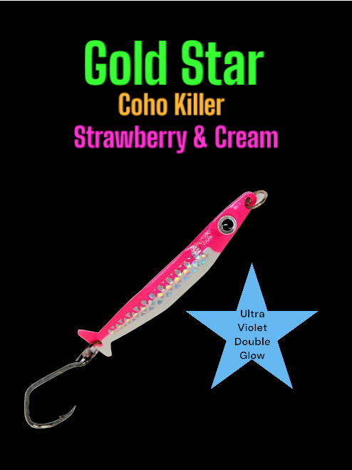 Gold Star Coho Killer Ultra Violet Double Glow Strawberry &amp; Cream