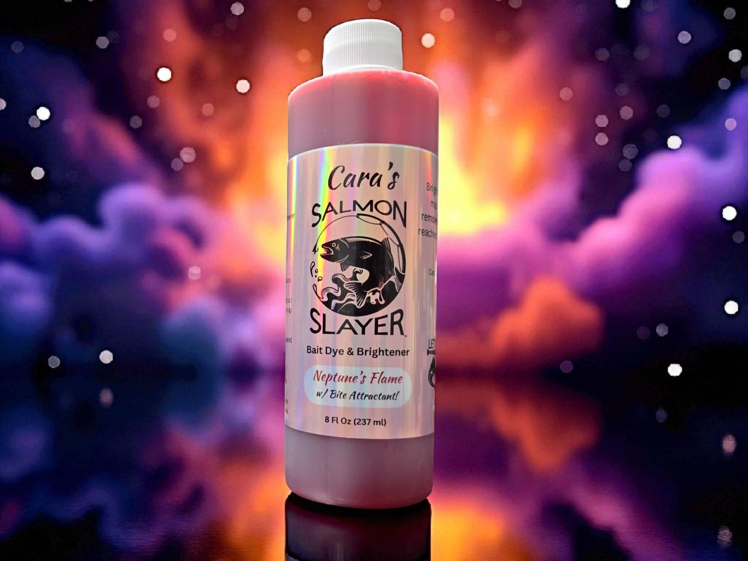 Cara&#39;s Salmon Slayer Bait Dye &amp; Brightener - Neptune&#39;s Flame 8z