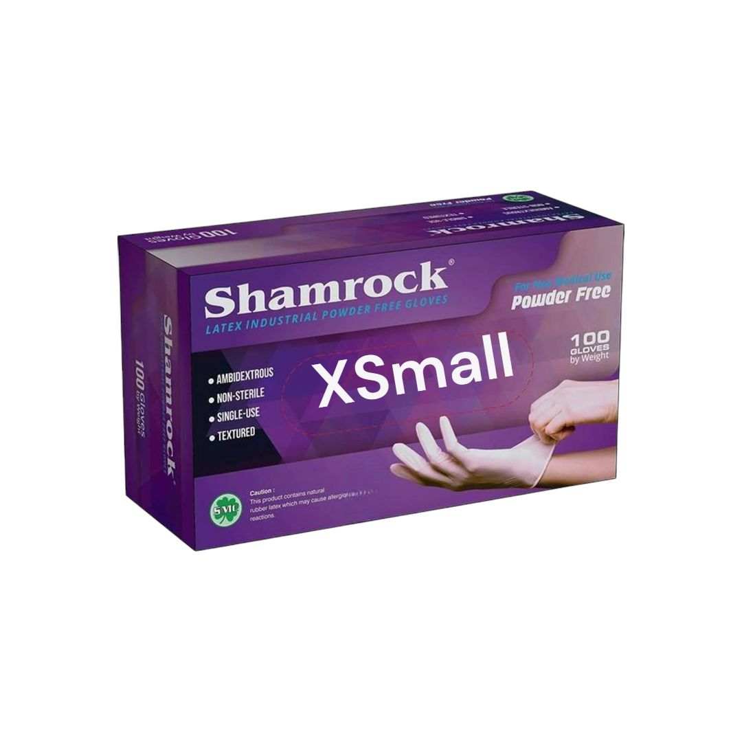 Shamrock Disposable Latex Gloves (Box of 100), Size: X-Small