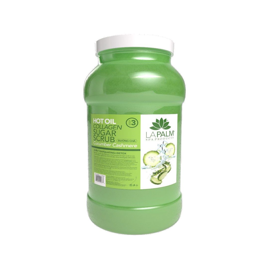 La Palm Hot Oil Sugar Scrub Bucket 1Gallon, Scent: Cucumber Cashmere