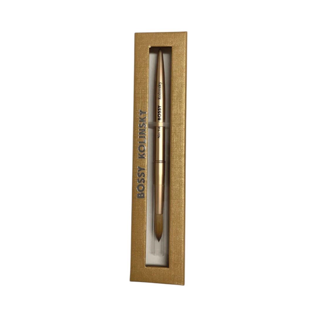 Bossy Premium Kolinsky Acrylic Brush Gold, Size: 14