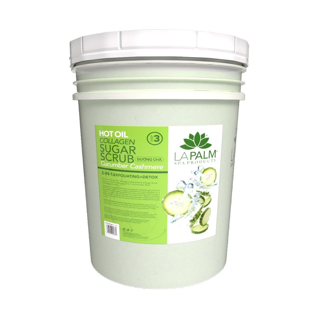 La Palm Hot Oil Sugar Scrub Bucket 5Gallon, Scent: Cucumber Cashmere