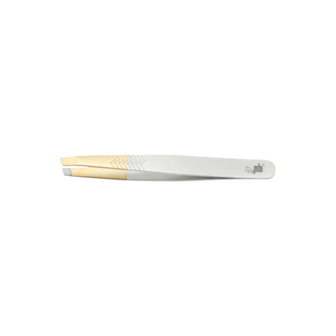 MBI-401-2 Eyebrow Tweezer Gold Slanted Tip Size 4″