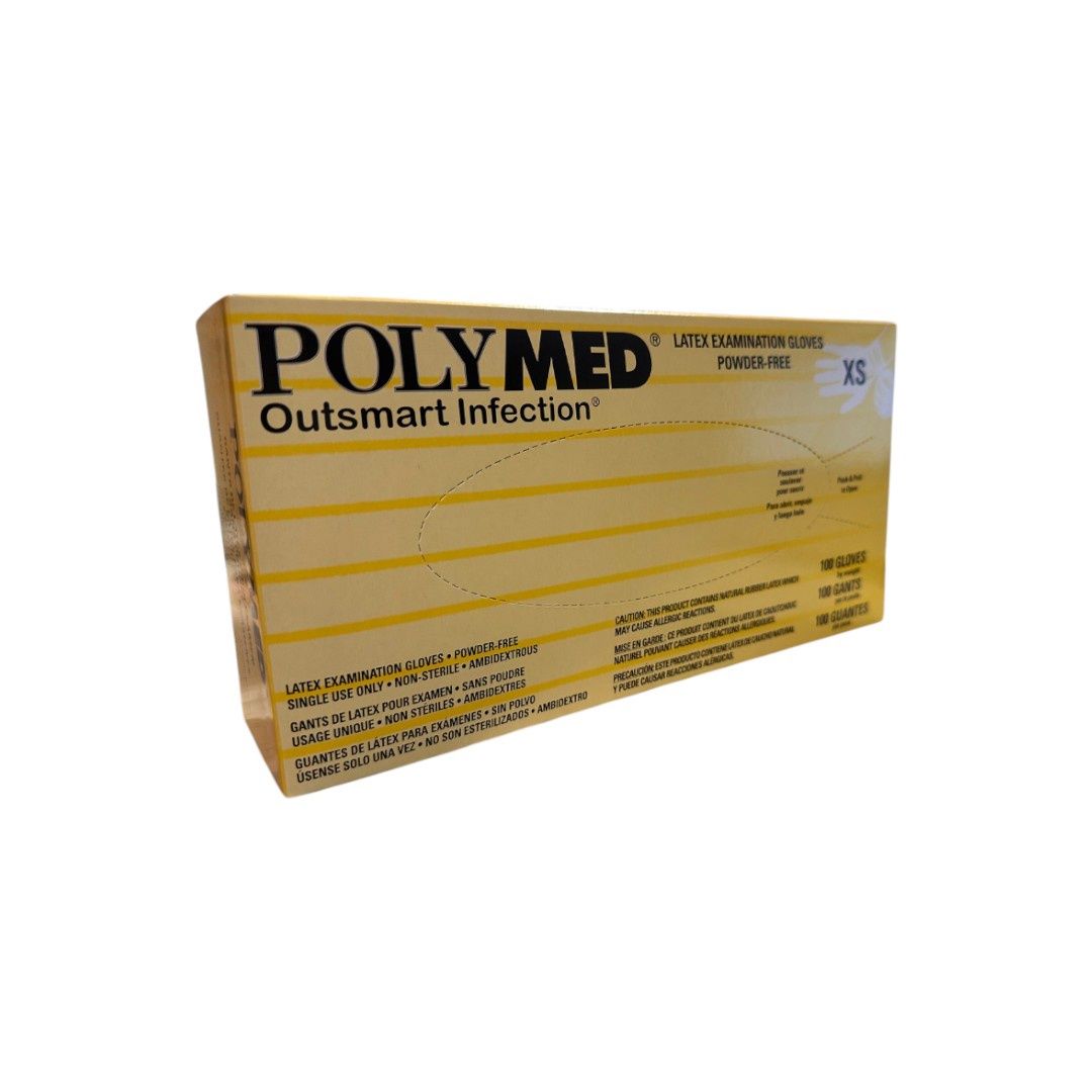 Polymed Disposable Latex Gloves {Box of 100}, Size: X-Small