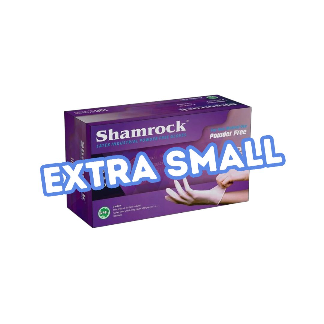 Shamrock Disposable Latex Gloves {Case of 10}, Size: X-Small