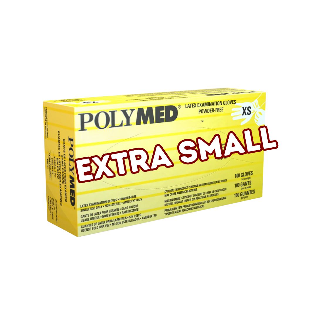 Disposable Latex Gloves {Case of 10}, Size: PolyMed X-Small