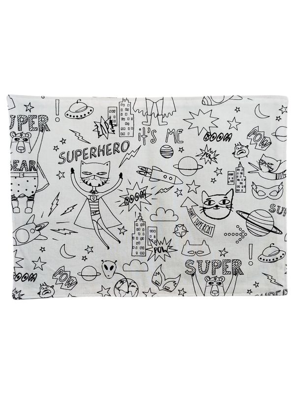 Set de table à colorier, lavable Super Héros