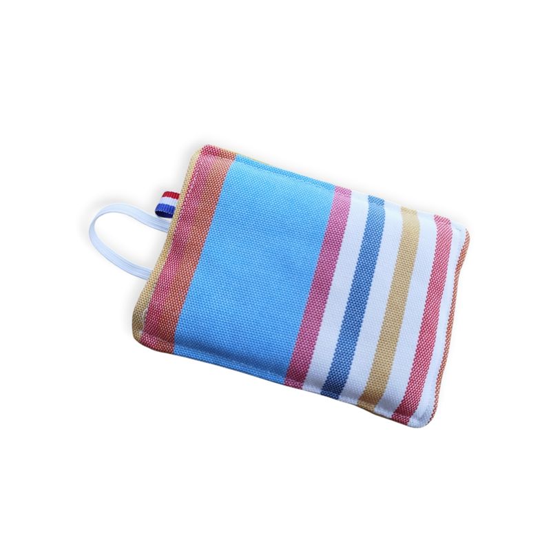 Éponge vaisselle en tissu jaune rayé bleu