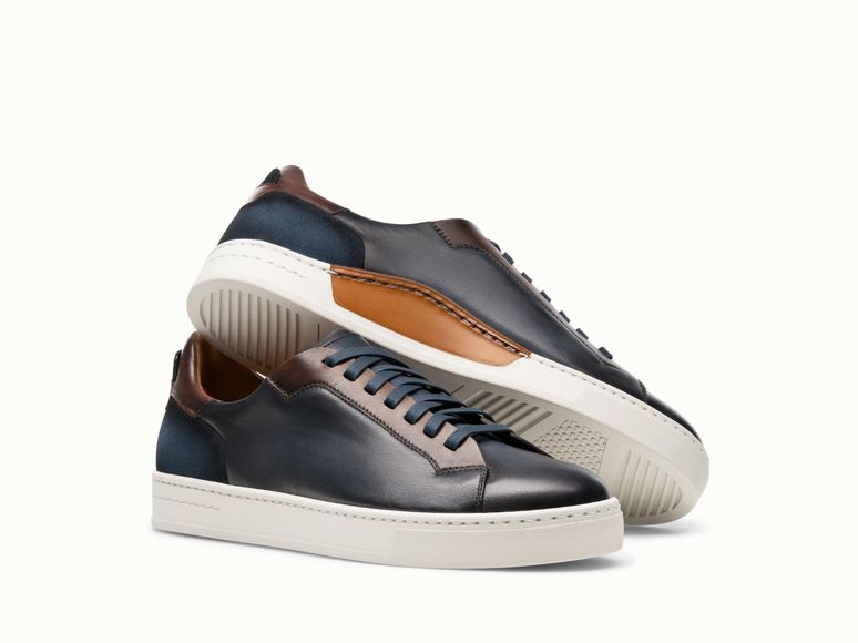 Magnanni-Amadeo Hand Painted Sneaker SS23, Attribute: Navy, Size: 7 1/2