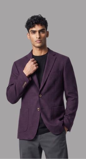MODERN KNIT STRETCH SPORTCOAT, BURGUNDY PATCH PKT