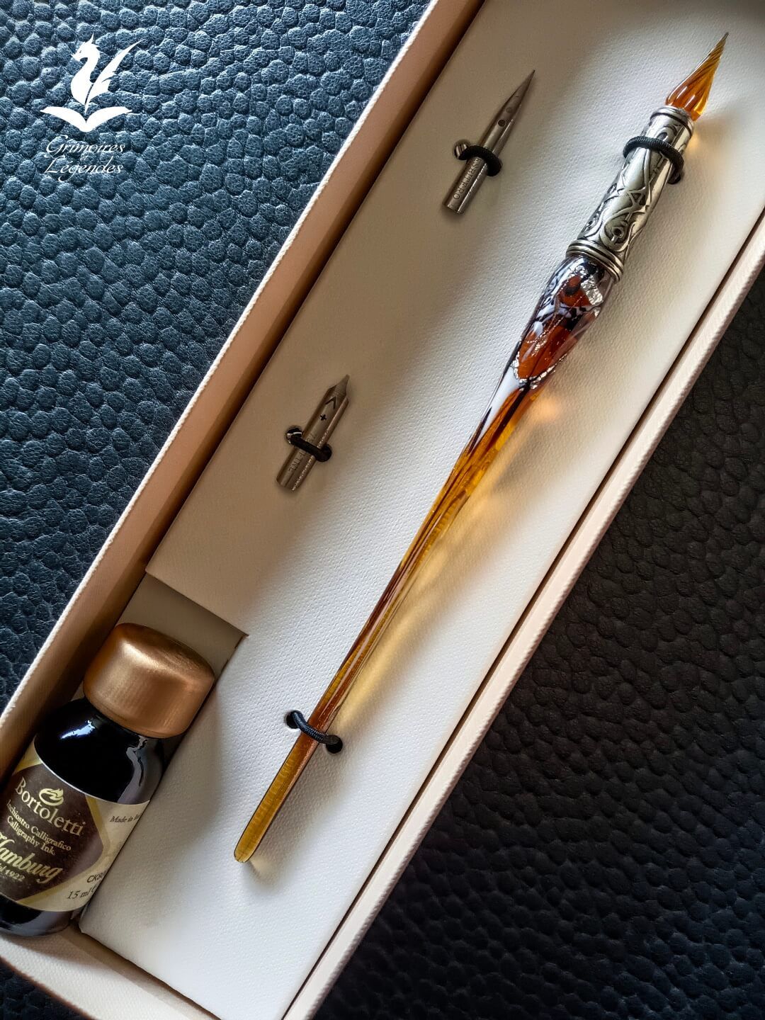 Plume en Verre Ambre