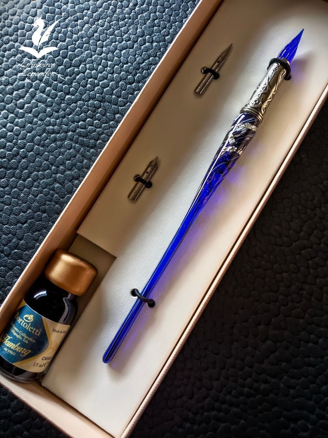 Plume en Verre Bleue