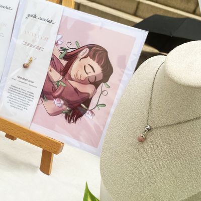 Charms pendentif de rhodocrosite et son illustration