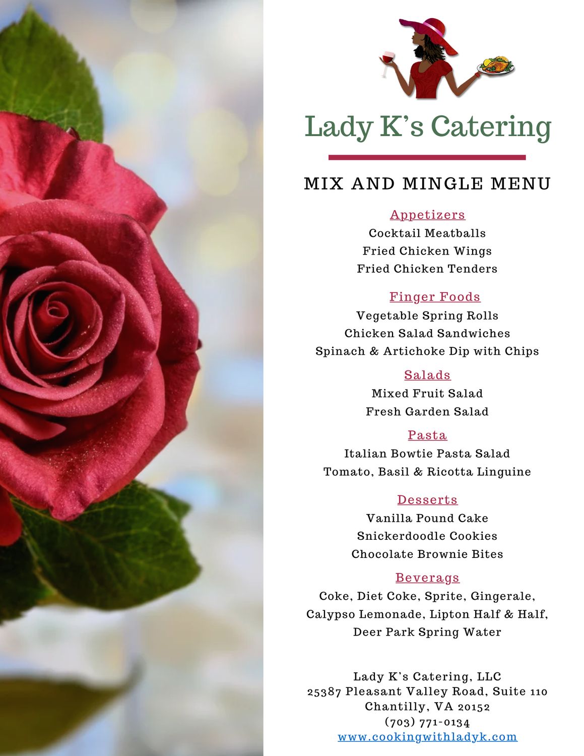 Mix &amp; Mingle Catering Menu