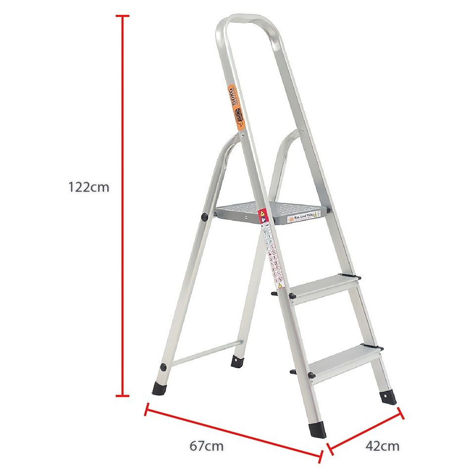 Ladder 3 Step 4 ft. Aluminium Truper - with Platform