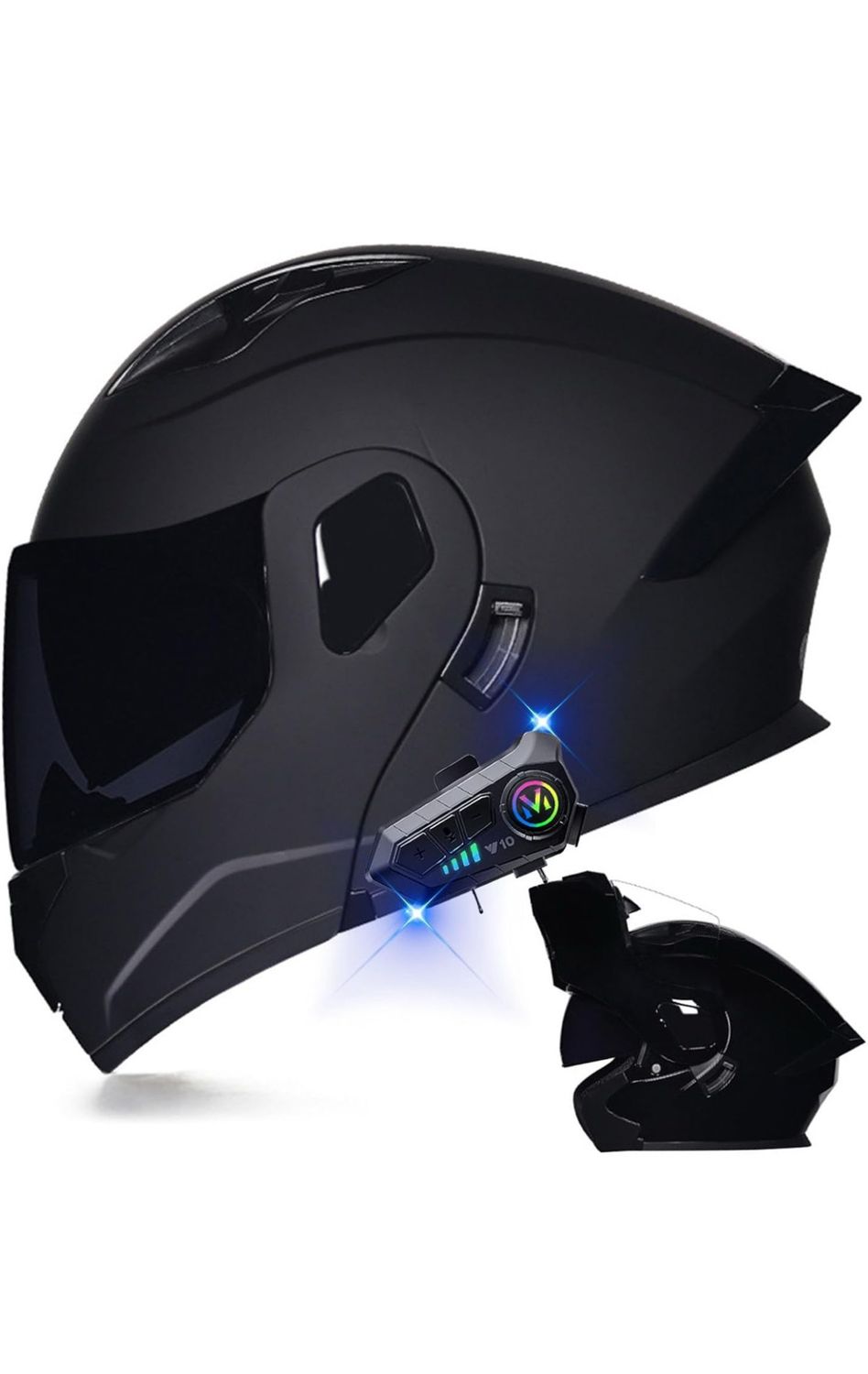 Motorcycle Bluetooth Modular Helmet DOT Approved Dual Visor Full Face Flip up Integrated Motorcycle Helmets Double Visor Helmet Built-in Dual Speaker Microphone Waterproof Adults Men Women M-XXL