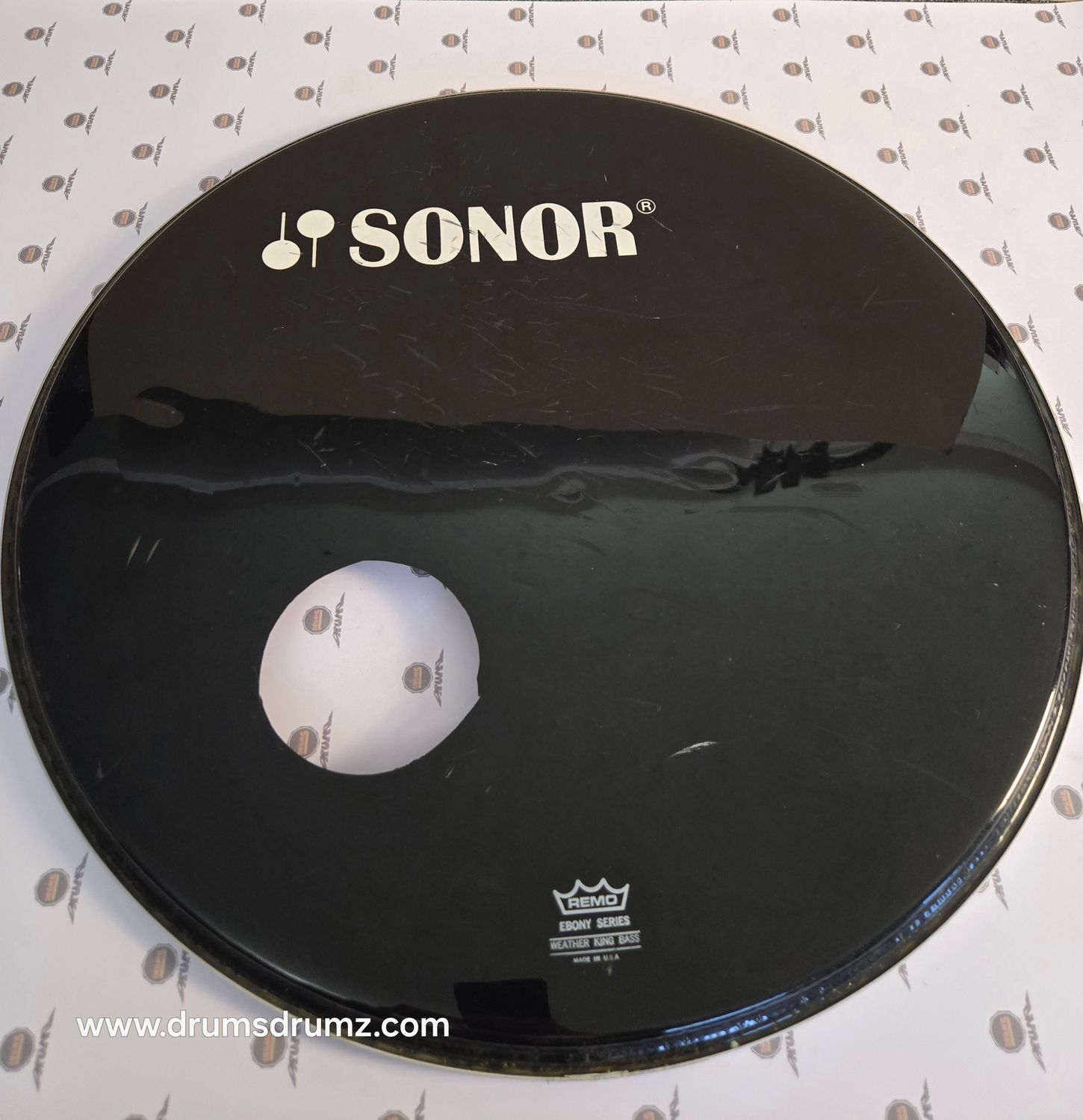 SONOR EBONY 22&quot; Bass Drum head, Black, used