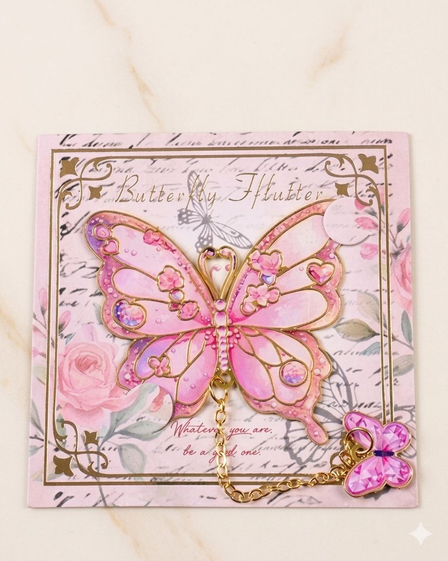 Semn de carte - Fluture Roz