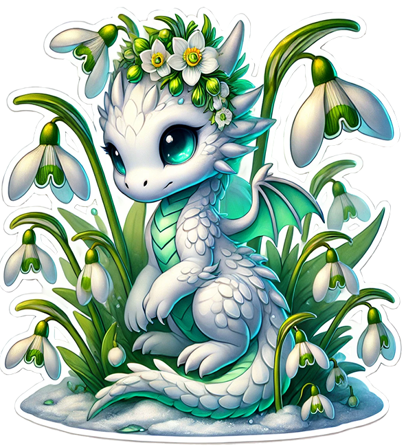 Snowdrop Dragon Sticker