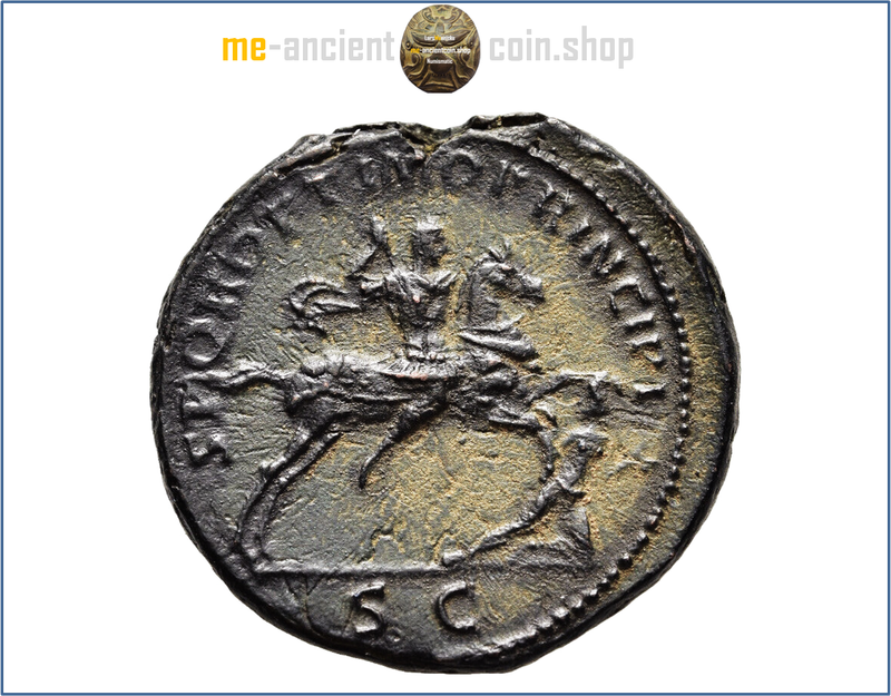 ROME TRAJAN Dupondius DACIAN WARS EMPEROR on HORSEBACK spearing DACIAN