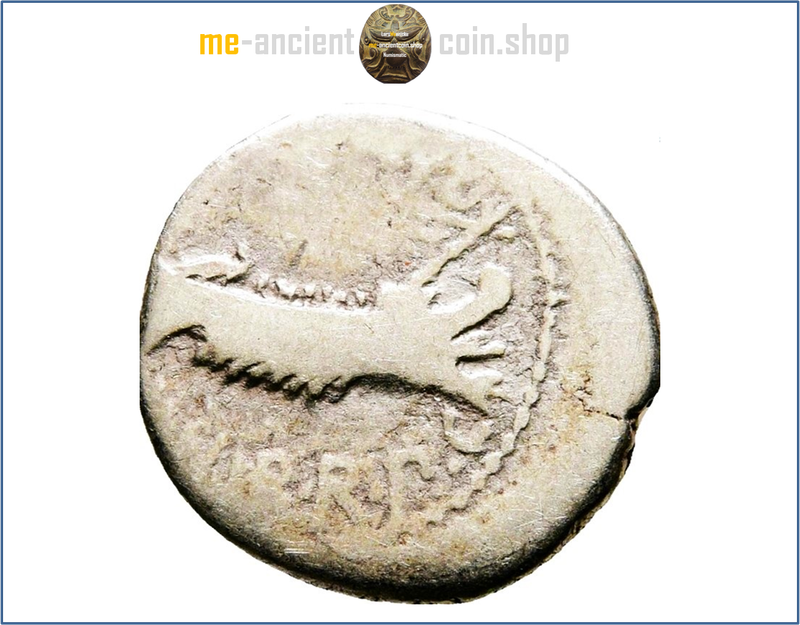 Marcus Antonius  AR Denarius, galley right, with rowers (32-31 BC)