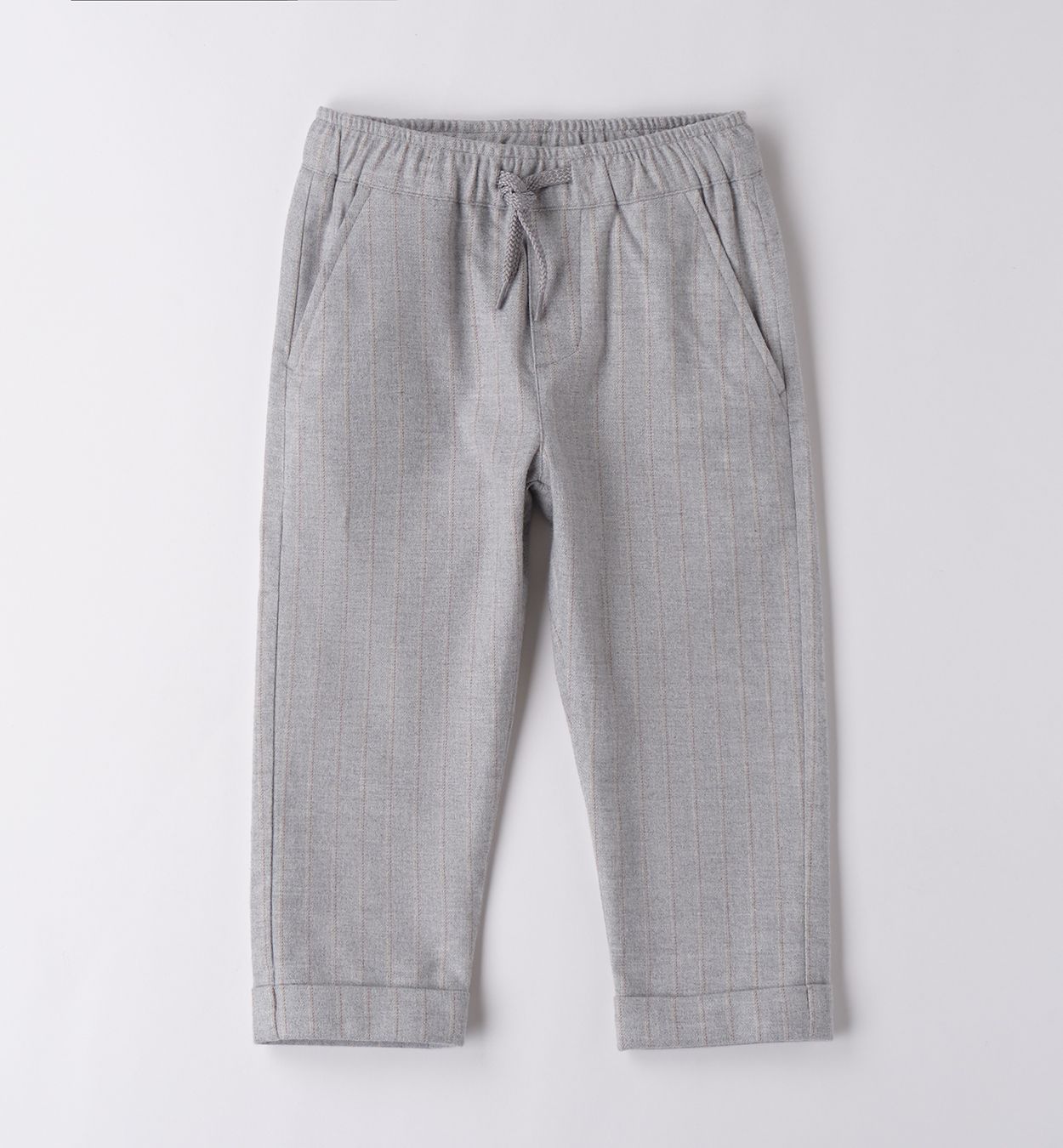 grijze broek met bruine strepen