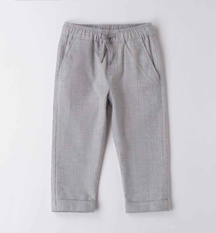 grijze broek met bruine strepen