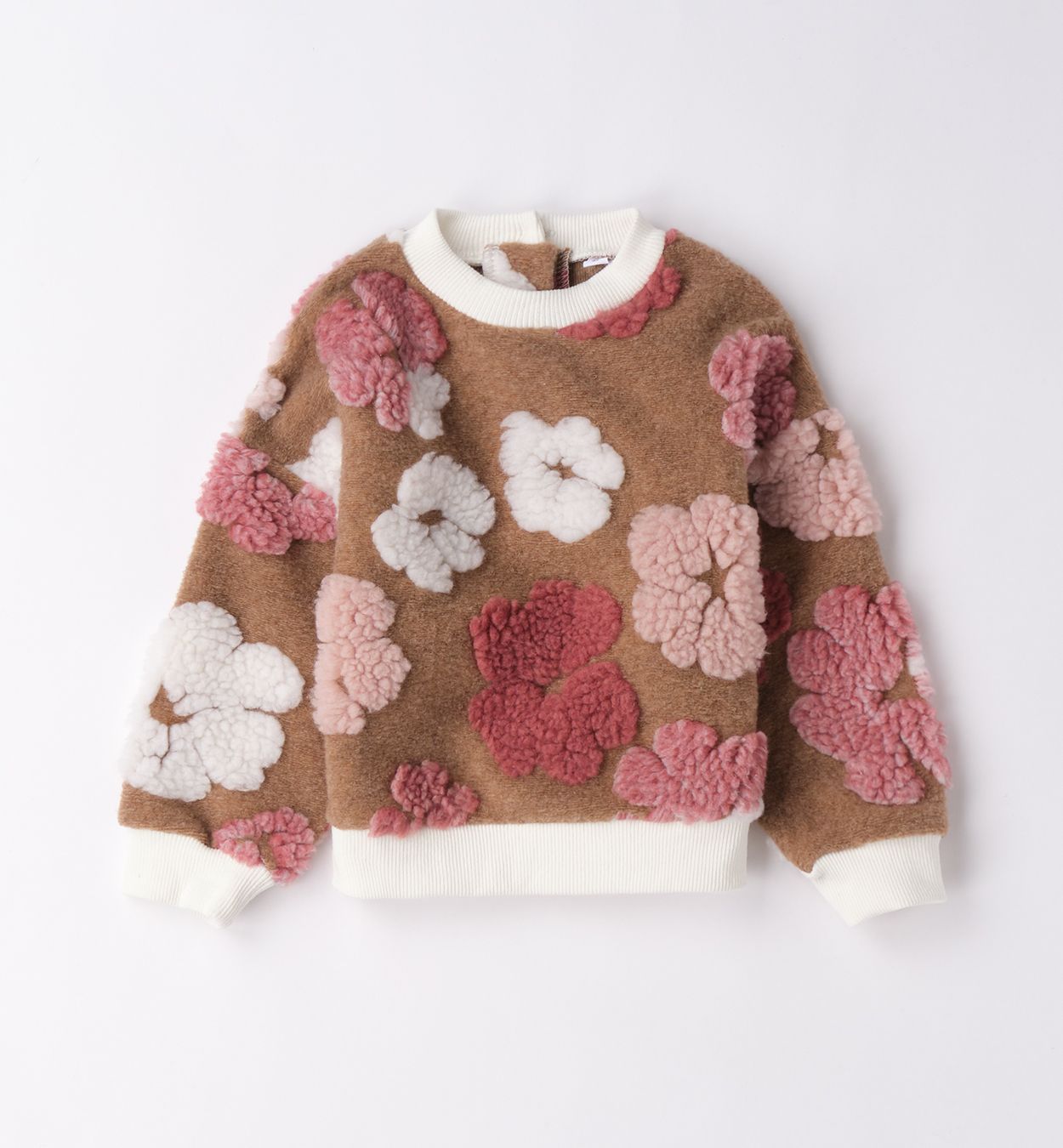 bruine trui met bloemen