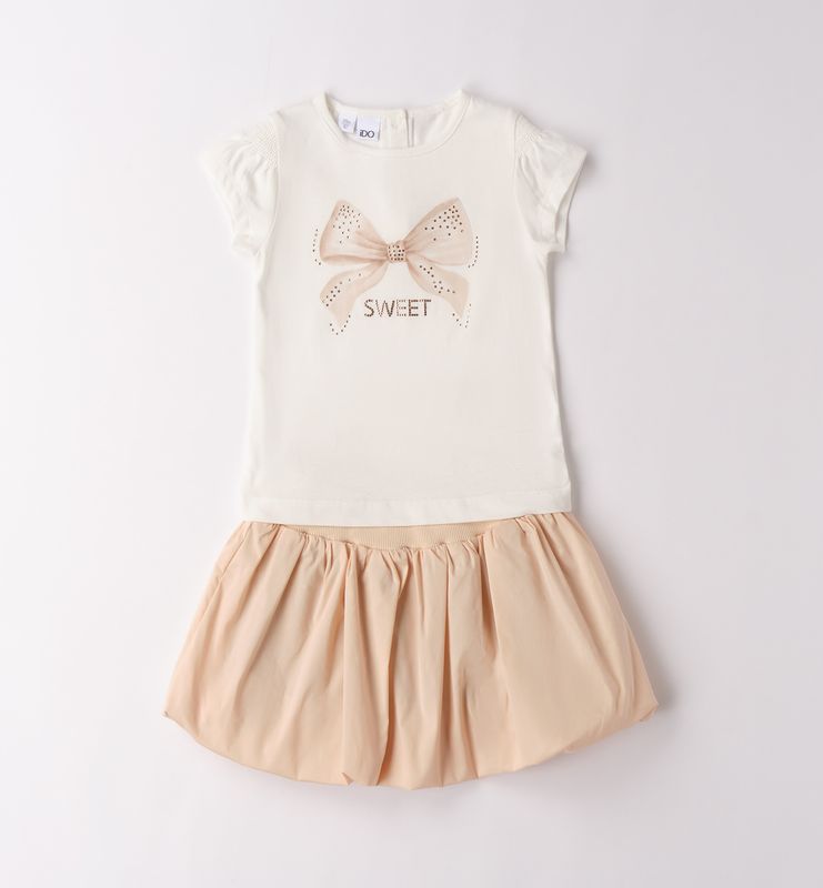 setje met ballonrokje en t-shirt met strik