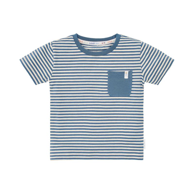 shirt korte mouw blauw gestreept