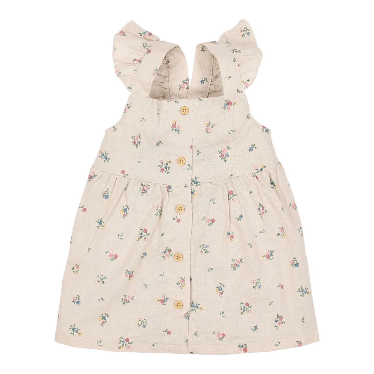 jurk mouwloos zandkleur met bloemen