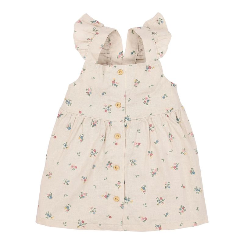 jurk mouwloos zandkleur met bloemen