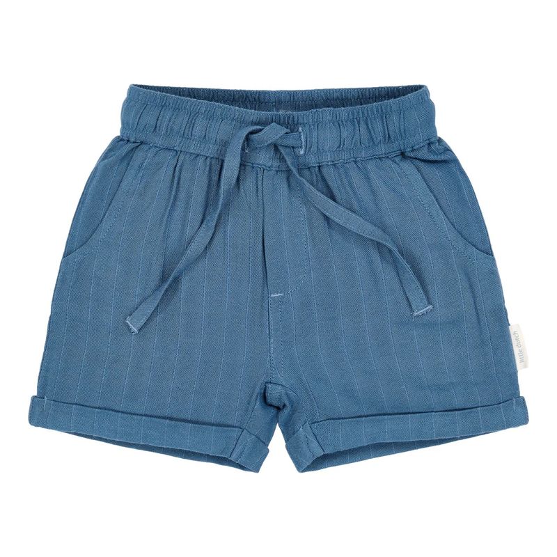 korte linnen broek blauw