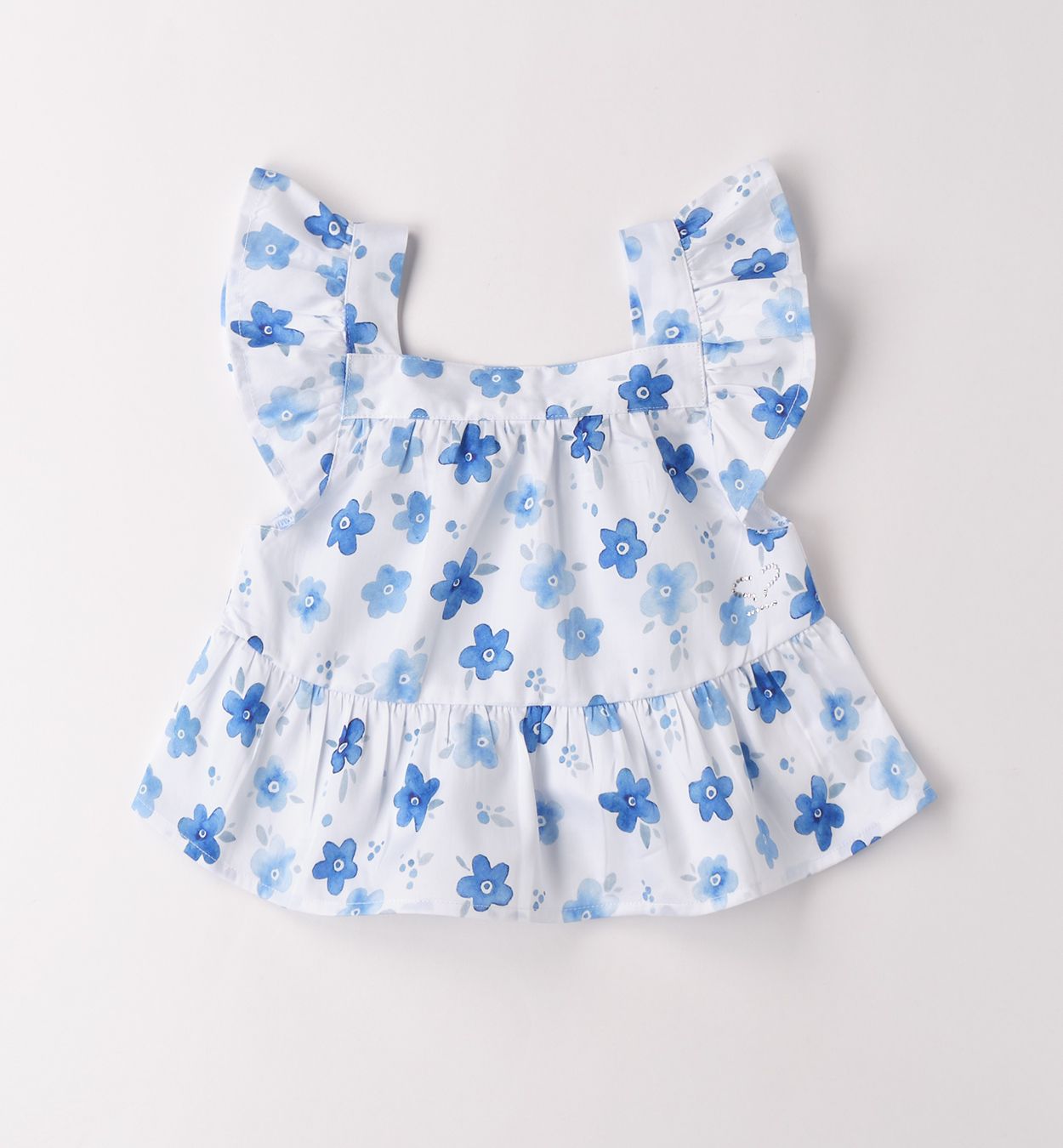 top wit met blauwe bloemen