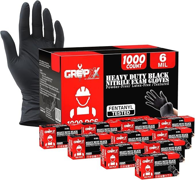 XL BLACK NITRILE GLOVES 6MIL LATEX FREE