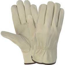LEATHER WORK GLOVES - XLG (BLUE TRIM)