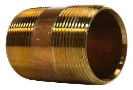 2&quot; X 3&quot; NIPPLE  RED BRASS  THREAD ON BOTH ENDS