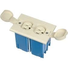 FLOOR BOX- ADJUSTABLE DUPLEX RECEPTACLE WITH IVORY COVER, CARLSON