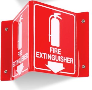 FIRE EXTINGUISHER SIGN WITH DOWN ARROW, ACRYLIC