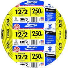 SOUTHWIRE 12/2 -G ROMEX NON-METALLIC  NM-B SIMPULL COPPER CABLE WITH GROUND WIRE (250FT/RL)