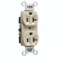 DUPLEX RECEPTACLE- 20 AMP, IVORY, PASS &amp; SEYMOUR